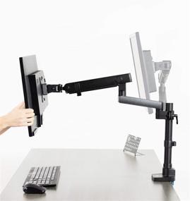 img 1 attached to 💻 Premium Aluminum Single Monitor Desk Mount Stand with Full Motion Lift Engine Arm, Pole Extension, USB Ports - Fits 32 inch Screens, V101BDU