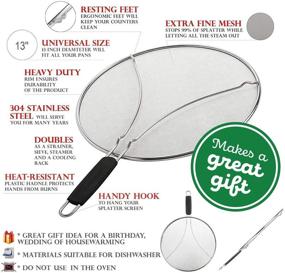 img 3 attached to 🍳 BergKoch Splatter Screen: Stainless Steel Grease Guard for 13 inch Frying Pan to Prevent Hot Oil Splatter - Kitchen Tools & Accessories