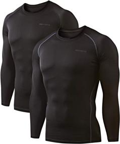 img 4 attached to 🔥 DEVOPS Men's Thermal Compression Shirts - Pack of 2 Long Sleeve Base Layers for Extra Warmth