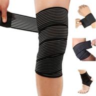 🏋️ versatile extra long elastic compression knee brace wrap: ultimate support for patellar tendon, plantar fasciitis, ligament stability, joint pain relief, swelling, sprains, squatting, basketball, running, tennis логотип