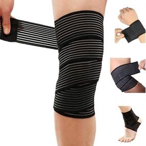 img 3 attached to 🏋️ Versatile Extra Long Elastic Compression Knee Brace Wrap: Ultimate Support for Patellar Tendon, Plantar Fasciitis, Ligament Stability, Joint Pain Relief, Swelling, Sprains, Squatting, Basketball, Running, Tennis