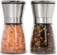 🧂 home ec premium stainless steel salt and pepper grinder set: adjustable ceramic grinders, glass shakers, funnel & ebook logo