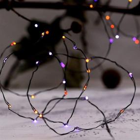 img 1 attached to 🎃 MENGNAN Halloween Fairy Lights: 10ft Fall String Lights with Timer - Perfect Autumn Indoor Home Decor for Thanksgiving, Halloween, and Christmas - Battery Operated (Orange - Purple)