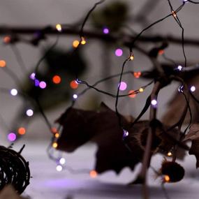 img 2 attached to 🎃 MENGNAN Halloween Fairy Lights: 10ft Fall String Lights with Timer - Perfect Autumn Indoor Home Decor for Thanksgiving, Halloween, and Christmas - Battery Operated (Orange - Purple)