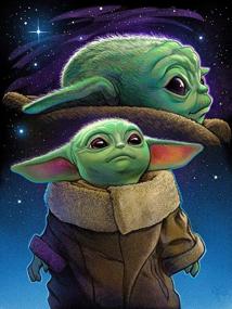 img 4 attached to ПОЭНОЭН Набор для детей и взрослых Baby Yoda по бриллиантовой вышивке - веселое творчество DIY для детей и взрослых - украсьте дом к Рождеству кристальными стразами (12x16 дюймов)