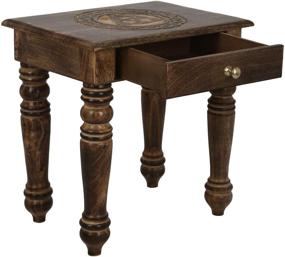 img 2 attached to 🪑 Savon Square Art Deco Carved Wooden Side End Table