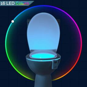 img 2 attached to Motion Sensor Activated LED Nightlight with 5-Stage Dimmer - 16 Color Toilet Bowl Night Light 🚽 - Ideal Christmas Gift for Boys Ages 3-7 - Stocking Stuffer and Potty Training Aid for Boys