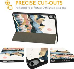 img 2 attached to 🏔️ Hepix iPad Air 4th Generation 2020 Case - Mountain Landscape, Pencil Holder, Auto Sleep/Wake, Sun Painting Trifold Shell, Protective 10.9 Cover, Wireless Charging, Trees