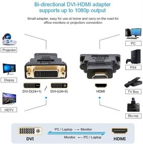 img 3 attached to Адаптер HDMI к DVI [2 шт.] от CableCreation - двунаправленный конвертер для 1080P DVI к HDMI, совместимый с 3D - идеально подходит для PS3, PS4, TV Box, Blu-ray, проектора, HDTV - черный, 0,15 м