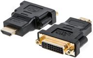 адаптер hdmi к dvi [2 шт.] от cablecreation - двунаправленный конвертер для 1080p dvi к hdmi, совместимый с 3d - идеально подходит для ps3, ps4, tv box, blu-ray, проектора, hdtv - черный, 0,15 м логотип