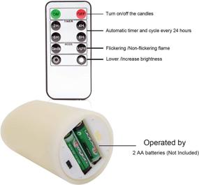 img 3 attached to DRomance Напитки для Рождества Снеговика без огня - Пульт Дистанционного Управления, 7 наклеек в стиле - Светодиодные мерцающие пилларные свечи - Движущийся пламенем пляшущей фитили - Свечи из настоящего воска на Рождество (3 x 4-6 дюйма)