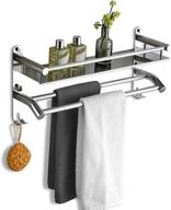 🛁 yntall bathroom shelf with towel bar and rail - stainless steel wall mounted shower storage rack - square style 16 inch logo