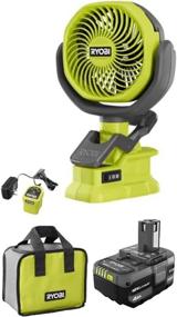 img 1 attached to 🔋 Ryobi 18V Portable Battery-Powered Clip Fan Kit with 4.0Ah Battery, Charger, and Bag Set