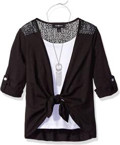 img 2 attached to 👗 Trendy Tie Front Detail: Amy Byer Girls' Clothing for Fashion-Forward Girls