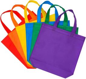 img 4 attached to 🌈 Aneco 24 Pack Bottom Birthday Party Bags: Vibrant Rainbow Non-Woven Treat Bags with Handles