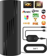 enhanced 320 miles range portable amplified hdtv indoor outdoor antenna | supports 1080p 4k smart tv, older tvs | 360° reception | includes 36ft coaxial cable tv antenna signal booster for easy install logo