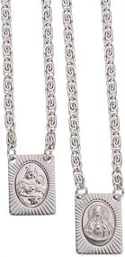 img 4 attached to ⛪️ Catholic Scapulars: Sacred Heart of Jesus &amp; Our Lady of Mount Carmel Medals | Stainless Steel Necklace for Women &amp; Men - 14 Inch | Catolicos Escapularios | Religious Catholic Necklace