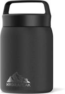 🍱 hydrapeak 18oz insulated food jar: leak proof stainless steel soup thermos lunch box for kids, 10 hours hot : 16 hours cold, black логотип