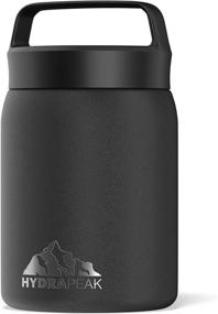 img 4 attached to 🍱 Hydrapeak 18oz Insulated Food Jar: Leak Proof Stainless Steel Soup Thermos Lunch Box for Kids, 10 Hours Hot : 16 Hours Cold, Black