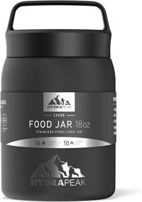 img 3 attached to 🍱 Hydrapeak 18oz Insulated Food Jar: Leak Proof Stainless Steel Soup Thermos Lunch Box for Kids, 10 Hours Hot : 16 Hours Cold, Black