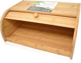 img 1 attached to Organic Bamboo Roll Top Bread Box - Premium Kitchen Food Storage Solution