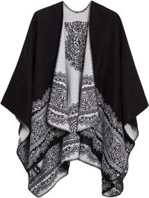 img 4 attached to 💁 Stylish Women's Retro Shawl Poncho Cardigan: An Essential Addition to Your Accessory Collection