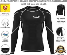img 3 attached to 👕 Men's Hawk Sports Base Layer Compression Shirts for Gym, MMA, BJJ - Long Sleeve Rash Guard Rashguard Shirt for Athletic Performance