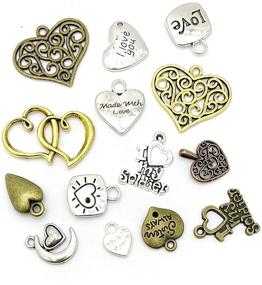 img 2 attached to 💖 Wholesale 100 Grams Assorted Heart Shaped Pendants: Love Charm Bulk for Jewelry Making - JIALEEY