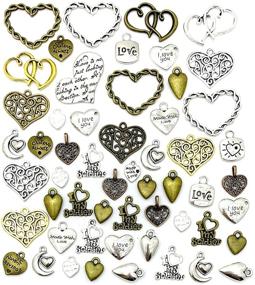 img 4 attached to 💖 Wholesale 100 Grams Assorted Heart Shaped Pendants: Love Charm Bulk for Jewelry Making - JIALEEY