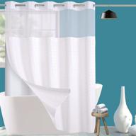 🛁 conbo mio hotel style fabric shower curtain with snap-in liner - no hooks required | waterproof & machine washable | check-white, 71" x 74 logo