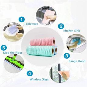 img 2 attached to 🧻 Pack of 4 Rolls Kitchen Disposable Cleaning Towels - Light Thin Nonwoven Cloth - Reusable Dish Cloth Napkin Rag - Cleaning Wipe for Home Bathroom Office Bedroom Clean Up Hand Drying - 50 Sheets/Roll (Random Color)