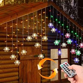 img 4 attached to 🎄 150 LED Icicle Lights with Snowflake, Color Changing 8 Twinkle Modes Curtain Lights - Outdoor Christmas Lights, Holiday Wedding Party Decorations (Warm White & Multicolor)