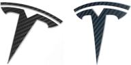 enhance your tesla model y with 4-pc carbon fiber black logo decal wrap logo