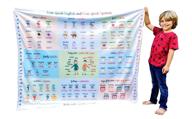 multilingual educational reversible blanket for kids: teach english and spanish, learn language, read, speak with large common words, español, ingles - foreign tapestry logo