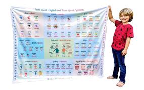 img 4 attached to Multilingual Educational Reversible Blanket for Kids: Teach English and Spanish, Learn Language, Read, Speak with Large Common Words, Español, Ingles - Foreign Tapestry