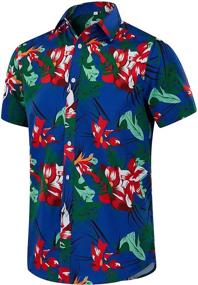 img 4 attached to Hawaiian Sleeves Printed Button Men's Shirts - EUOW Clothing