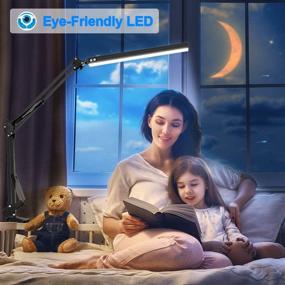 img 1 attached to 🌟 Versatile HaFundy LED Desk Lamp: Adjustable Eye-Caring Light with Clamp, 3 Color Modes, 10 Brightness Levels, Memory Function – Perfect for Home, Office, Reading (Black)