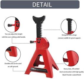 img 3 attached to 🔴 Apextreme Steel Jack Stands 3 Ton Capacity - Reliable Self-Locking Design, 1 Pair Red Jack Stands