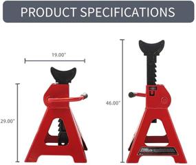 img 2 attached to 🔴 Apextreme Steel Jack Stands 3 Ton Capacity - Reliable Self-Locking Design, 1 Pair Red Jack Stands