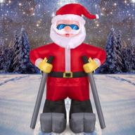 5ft inflatable skiing santa claus decoration for christmas - blow up self-inflatables yard decor with built-in led lights - clearance xmas party indoor outdoor garden lawn winter decor logo