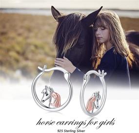 img 3 attached to 🐴 Horse Earrings - 925 Sterling Silver Small Hoops for Women & Girls | Horse Jewelry Gifts