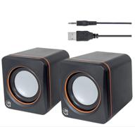 🔈 compact usb powered stereo speaker system - ideal for laptop/desktop - volume control & 3.5mm audio plug - 3 year warranty - black orange logo