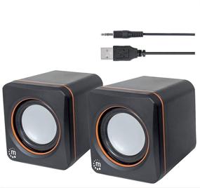 img 4 attached to 🔈 Compact USB Powered Stereo Speaker System - Ideal for Laptop/Desktop - Volume Control & 3.5mm Audio Plug - 3 Year Warranty - Black Orange