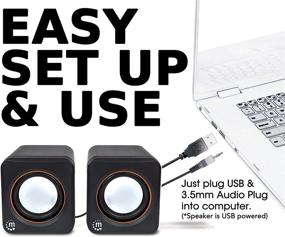 img 3 attached to 🔈 Compact USB Powered Stereo Speaker System - Ideal for Laptop/Desktop - Volume Control & 3.5mm Audio Plug - 3 Year Warranty - Black Orange