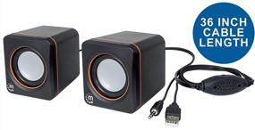 img 2 attached to 🔈 Compact USB Powered Stereo Speaker System - Ideal for Laptop/Desktop - Volume Control & 3.5mm Audio Plug - 3 Year Warranty - Black Orange