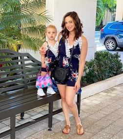img 3 attached to Stylish Floral Printed V Neck Romper 🌸 Beachwear: IFFEI Mommy and Me Matching Jumpsuit Outfits