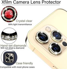 img 3 attached to 📷 Защита объектива камеры Xfilm Diamond для iPhone 12 Pro Max, защитное стекло высокой четкости + кольцо полного размера из сплава, дружественное к чехлу, устойчивое к царапинам (золото)