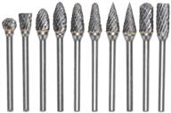 🔩 yakamoz 10-piece double cut tungsten steel solid carbide rotary burrs set with 1/8" (3mm) shank twist drill bit for woodworking, drilling, carving, and engraving with rotary tools logo