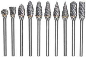 img 4 attached to 🔩 Yakamoz 10-Piece Double Cut Tungsten Steel Solid Carbide Rotary Burrs Set with 1/8" (3mm) Shank Twist Drill Bit for Woodworking, Drilling, Carving, and Engraving with Rotary Tools