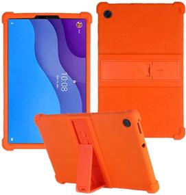 img 4 attached to 🍊 HminSen Силиконовый стендовый чехол для планшета Lenovo Tab M10 HD 2-го поколения 10.1 дюйма 2020 года (TB-X306F TB-X306X), дружелюбный к детям для планшета Lenovo Tab M10 HD 10.1" 2020 года (Оранжевый)